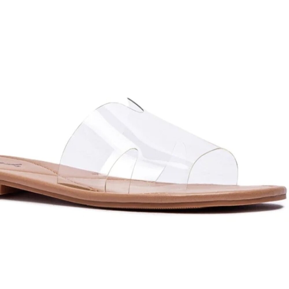 Clear Slip On No Strap Square Toe Low Heel